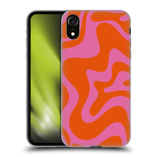Kierkegaard Design Studio Retro Abstract Patterns Hot Pink Orange Swirl Soft Gel Case for Apple iPhone XR