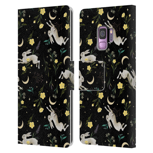Episodic Drawing Pattern Bunny Night Leather Book Wallet Case Cover For Samsung Galaxy S9