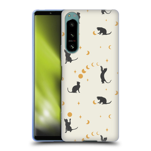 Episodic Drawing Pattern Cat And Moon Soft Gel Case for Sony Xperia 5 IV