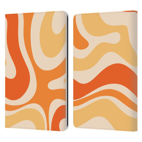 Kierkegaard Design Studio Retro Abstract Patterns Modern Orange Tangerine Swirl Leather Book Wallet Case Cover For Amazon Kindle Paperwhite 1 / 2 / 3