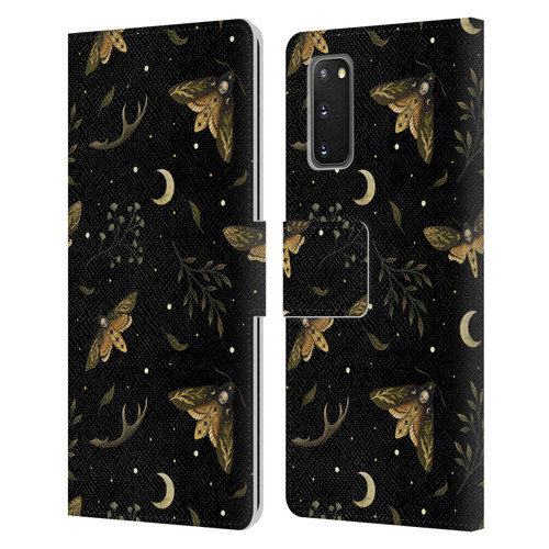 Episodic Drawing Pattern Death Head Moth Leather Book Wallet Case Cover For Samsung Galaxy S20 / S20 5G