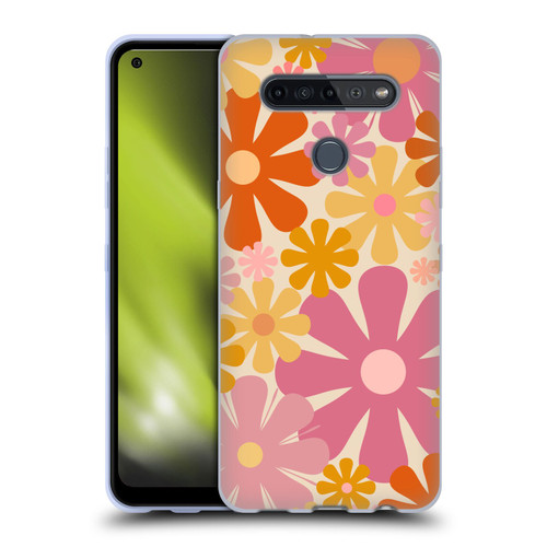 Kierkegaard Design Studio Retro Abstract Patterns Pink Orange Thulian Flowers Soft Gel Case for LG K51S
