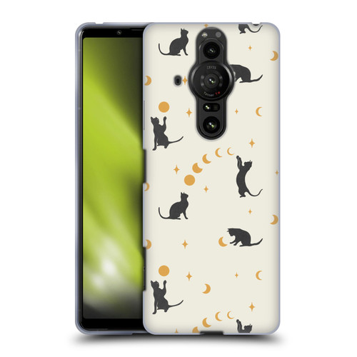 Episodic Drawing Pattern Cat And Moon Soft Gel Case for Sony Xperia Pro-I