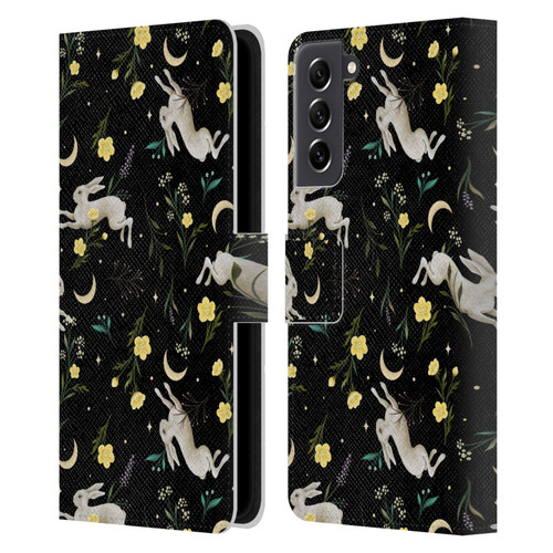 Episodic Drawing Pattern Bunny Night Leather Book Wallet Case Cover For Samsung Galaxy S21 FE 5G