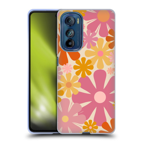 Kierkegaard Design Studio Retro Abstract Patterns Pink Orange Thulian Flowers Soft Gel Case for Motorola Edge 30