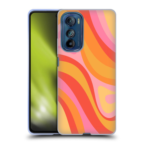 Kierkegaard Design Studio Retro Abstract Patterns Pink Orange Yellow Swirl Soft Gel Case for Motorola Edge 30