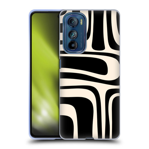 Kierkegaard Design Studio Retro Abstract Patterns Palm Springs Black Cream Soft Gel Case for Motorola Edge 30