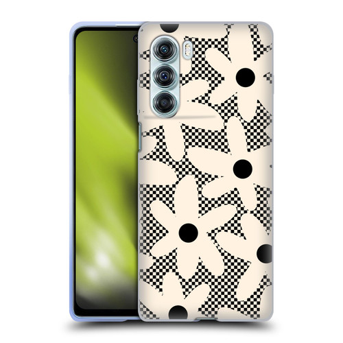 Kierkegaard Design Studio Retro Abstract Patterns Daisy Black Cream Dots Check Soft Gel Case for Motorola Edge S30 / Moto G200 5G