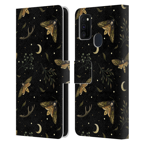 Episodic Drawing Pattern Death Head Moth Leather Book Wallet Case Cover For Samsung Galaxy M30s (2019)/M21 (2020)
