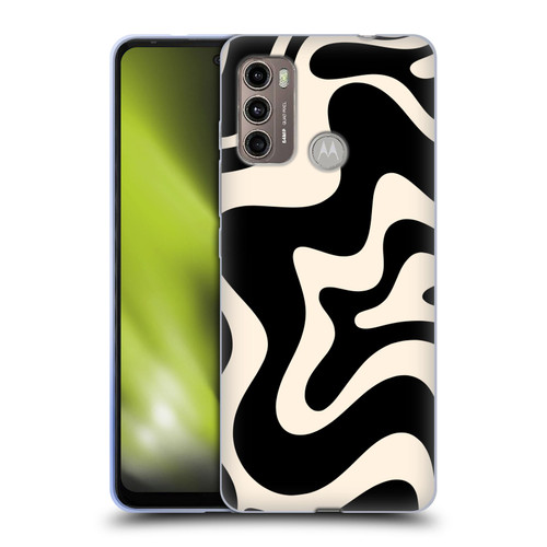 Kierkegaard Design Studio Retro Abstract Patterns Black Almond Cream Swirl Soft Gel Case for Motorola Moto G60 / Moto G40 Fusion