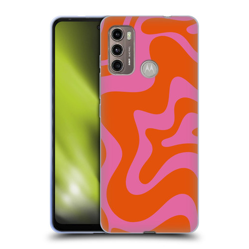 Kierkegaard Design Studio Retro Abstract Patterns Hot Pink Orange Swirl Soft Gel Case for Motorola Moto G60 / Moto G40 Fusion