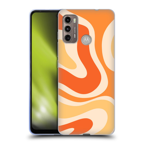 Kierkegaard Design Studio Retro Abstract Patterns Modern Orange Tangerine Swirl Soft Gel Case for Motorola Moto G60 / Moto G40 Fusion