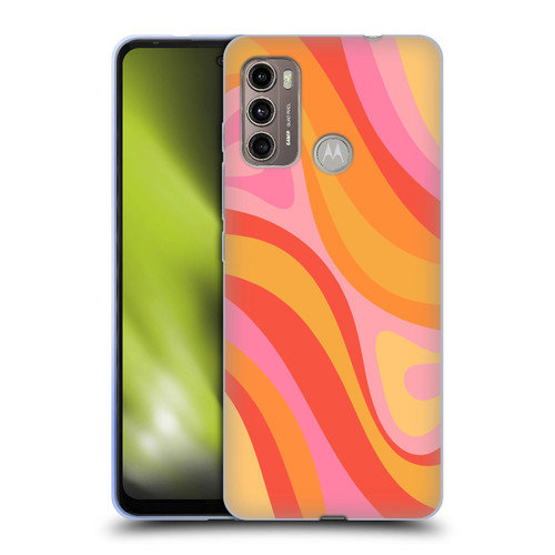 Kierkegaard Design Studio Retro Abstract Patterns Pink Orange Yellow Swirl Soft Gel Case for Motorola Moto G60 / Moto G40 Fusion