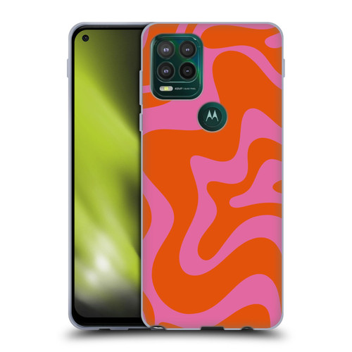 Kierkegaard Design Studio Retro Abstract Patterns Hot Pink Orange Swirl Soft Gel Case for Motorola Moto G Stylus 5G 2021