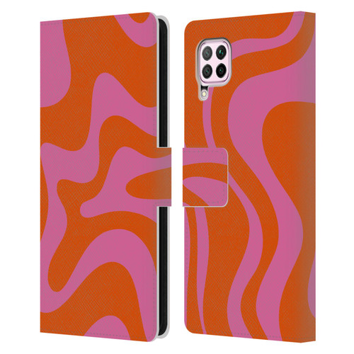 Kierkegaard Design Studio Retro Abstract Patterns Hot Pink Orange Swirl Leather Book Wallet Case Cover For Huawei Nova 6 SE / P40 Lite