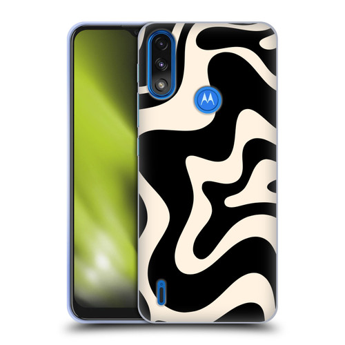 Kierkegaard Design Studio Retro Abstract Patterns Black Almond Cream Swirl Soft Gel Case for Motorola Moto E7 Power / Moto E7i Power