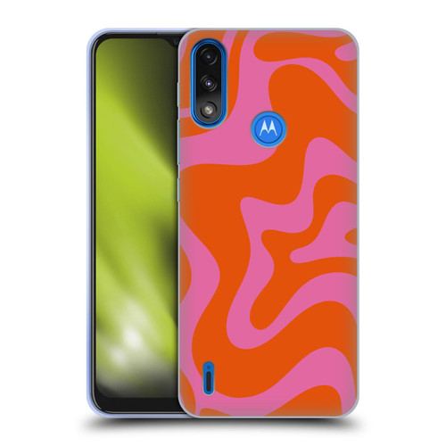 Kierkegaard Design Studio Retro Abstract Patterns Hot Pink Orange Swirl Soft Gel Case for Motorola Moto E7 Power / Moto E7i Power