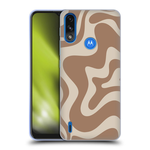 Kierkegaard Design Studio Retro Abstract Patterns Milk Brown Beige Swirl Soft Gel Case for Motorola Moto E7 Power / Moto E7i Power
