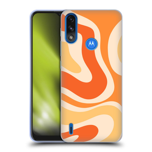 Kierkegaard Design Studio Retro Abstract Patterns Modern Orange Tangerine Swirl Soft Gel Case for Motorola Moto E7 Power / Moto E7i Power