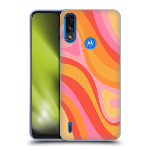 Kierkegaard Design Studio Retro Abstract Patterns Pink Orange Yellow Swirl Soft Gel Case for Motorola Moto E7 Power / Moto E7i Power