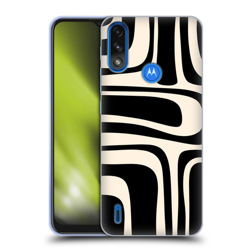 Kierkegaard Design Studio Retro Abstract Patterns Palm Springs Black Cream Soft Gel Case for Motorola Moto E7 Power / Moto E7i Power