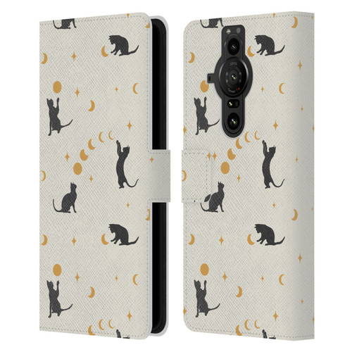 Episodic Drawing Pattern Cat And Moon Leather Book Wallet Case Cover For Sony Xperia Pro-I