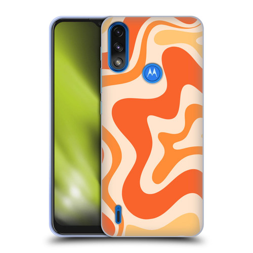 Kierkegaard Design Studio Retro Abstract Patterns Tangerine Orange Tone Soft Gel Case for Motorola Moto E7 Power / Moto E7i Power