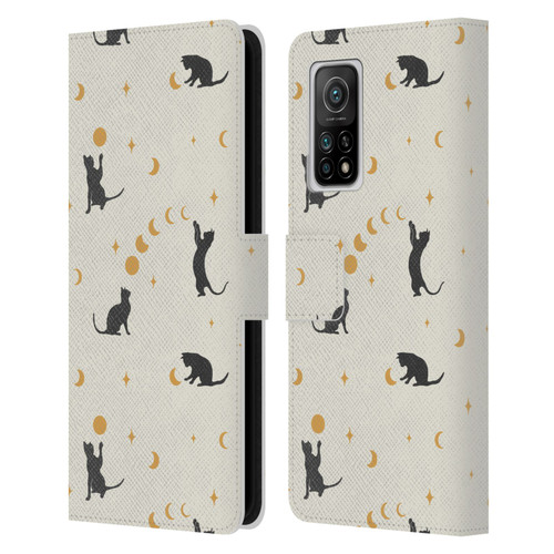 Episodic Drawing Pattern Cat And Moon Leather Book Wallet Case Cover For Xiaomi Mi 10T 5G