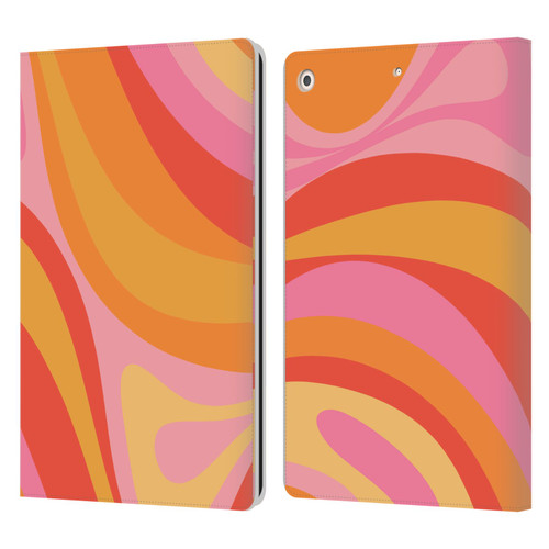 Kierkegaard Design Studio Retro Abstract Patterns Pink Orange Yellow Swirl Leather Book Wallet Case Cover For Apple iPad 10.2 2019/2020/2021