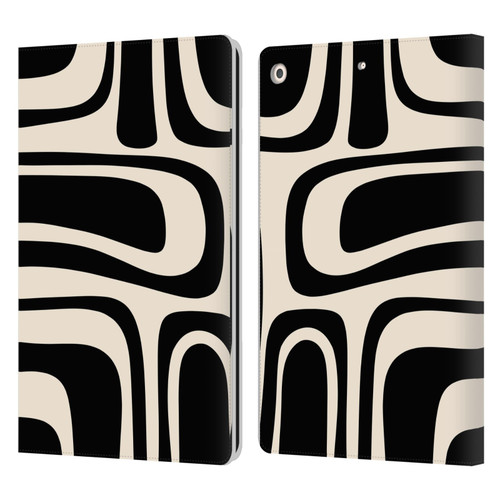 Kierkegaard Design Studio Retro Abstract Patterns Palm Springs Black Cream Leather Book Wallet Case Cover For Apple iPad 10.2 2019/2020/2021