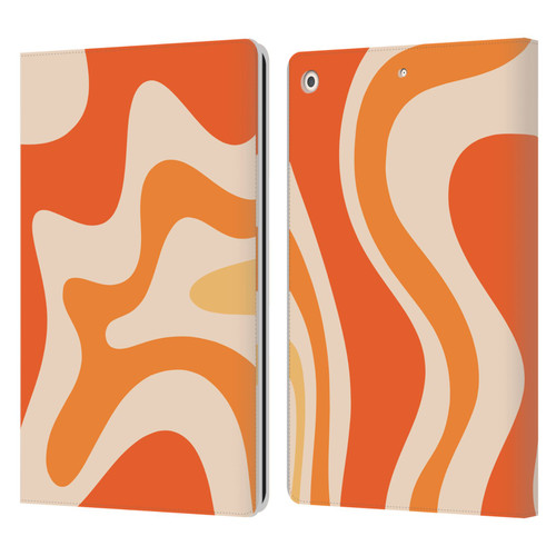 Kierkegaard Design Studio Retro Abstract Patterns Tangerine Orange Tone Leather Book Wallet Case Cover For Apple iPad 10.2 2019/2020/2021