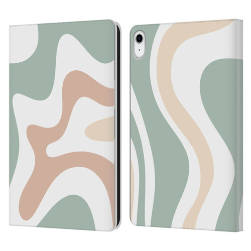 Kierkegaard Design Studio Retro Abstract Patterns Celadon Sage Swirl Leather Book Wallet Case Cover For Apple iPad 10.9 (2022)