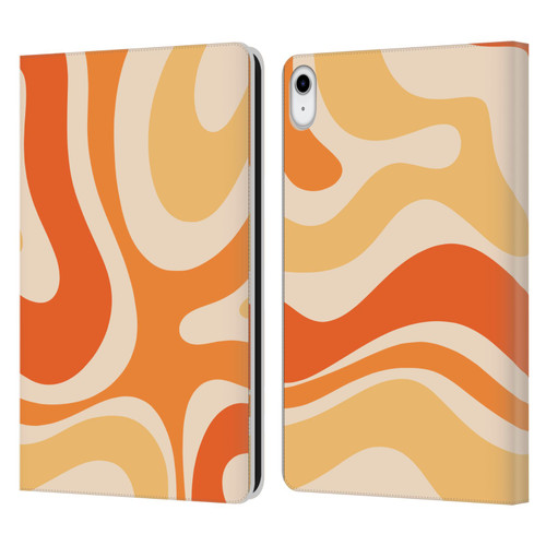 Kierkegaard Design Studio Retro Abstract Patterns Modern Orange Tangerine Swirl Leather Book Wallet Case Cover For Apple iPad 10.9 (2022)