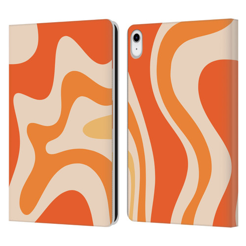 Kierkegaard Design Studio Retro Abstract Patterns Tangerine Orange Tone Leather Book Wallet Case Cover For Apple iPad 10.9 (2022)