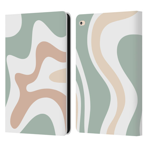 Kierkegaard Design Studio Retro Abstract Patterns Celadon Sage Swirl Leather Book Wallet Case Cover For Apple iPad Air 2 (2014)
