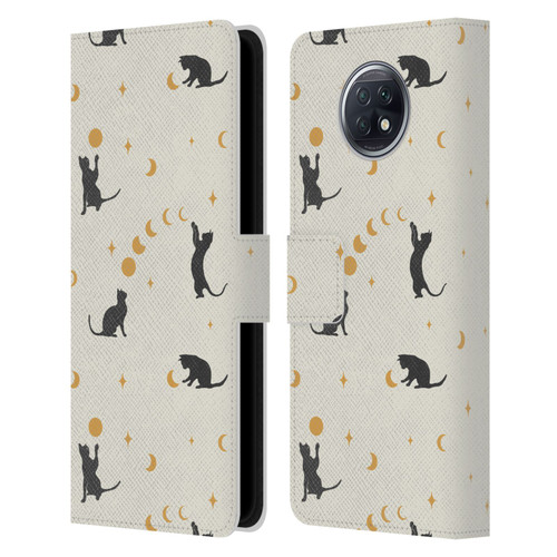 Episodic Drawing Pattern Cat And Moon Leather Book Wallet Case Cover For Xiaomi Redmi Note 9T 5G