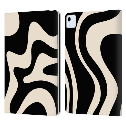 Kierkegaard Design Studio Retro Abstract Patterns Black Almond Cream Swirl Leather Book Wallet Case Cover For Apple iPad Air 2020 / 2022