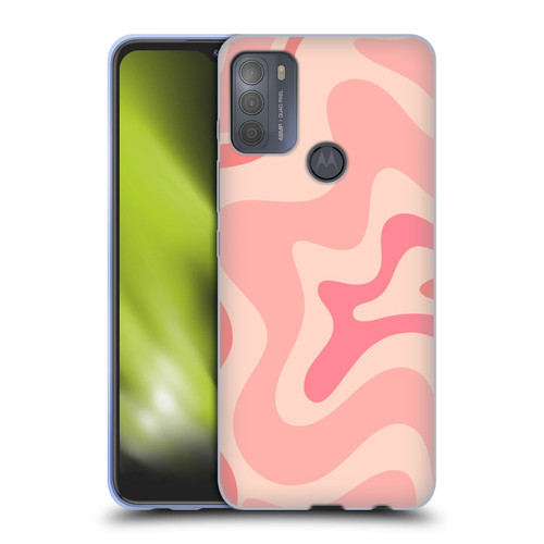 Kierkegaard Design Studio Retro Abstract Patterns Soft Pink Liquid Swirl Soft Gel Case for Motorola Moto G50