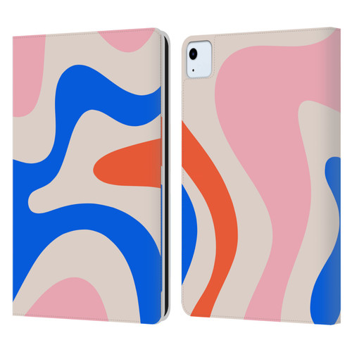 Kierkegaard Design Studio Retro Abstract Patterns Pink Blue Orange Swirl Leather Book Wallet Case Cover For Apple iPad Air 2020 / 2022