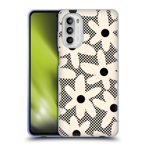 Kierkegaard Design Studio Retro Abstract Patterns Daisy Black Cream Dots Check Soft Gel Case for Motorola Moto G52