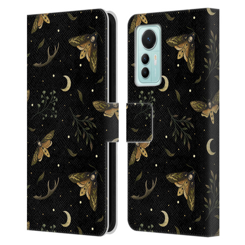 Episodic Drawing Pattern Death Head Moth Leather Book Wallet Case Cover For Xiaomi 12 Lite