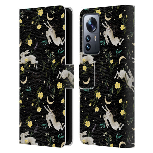 Episodic Drawing Pattern Bunny Night Leather Book Wallet Case Cover For Xiaomi 12 Pro