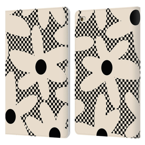 Kierkegaard Design Studio Retro Abstract Patterns Daisy Black Cream Dots Check Leather Book Wallet Case Cover For Apple iPad mini 4