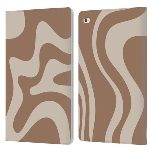Kierkegaard Design Studio Retro Abstract Patterns Milk Brown Beige Swirl Leather Book Wallet Case Cover For Apple iPad mini 4
