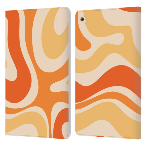 Kierkegaard Design Studio Retro Abstract Patterns Modern Orange Tangerine Swirl Leather Book Wallet Case Cover For Apple iPad mini 4