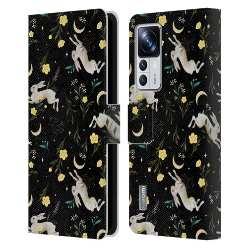 Episodic Drawing Pattern Bunny Night Leather Book Wallet Case Cover For Xiaomi 12T Pro