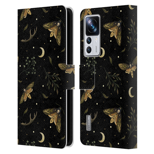 Episodic Drawing Pattern Death Head Moth Leather Book Wallet Case Cover For Xiaomi 12T Pro