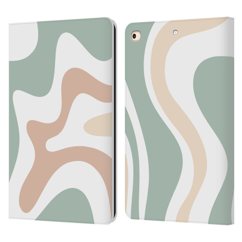 Kierkegaard Design Studio Retro Abstract Patterns Celadon Sage Swirl Leather Book Wallet Case Cover For Apple iPad 9.7 2017 / iPad 9.7 2018