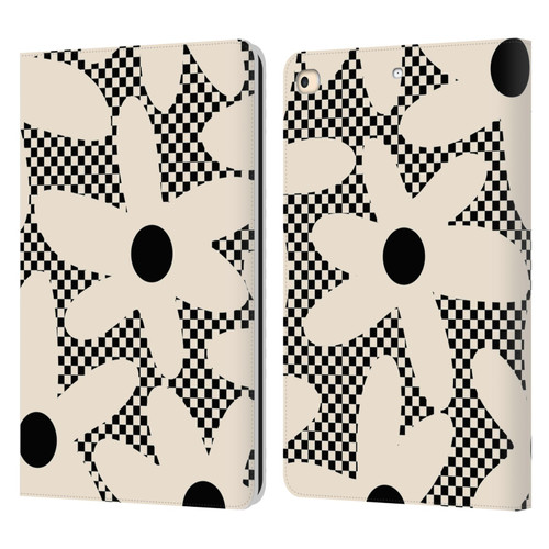 Kierkegaard Design Studio Retro Abstract Patterns Daisy Black Cream Dots Check Leather Book Wallet Case Cover For Apple iPad 9.7 2017 / iPad 9.7 2018