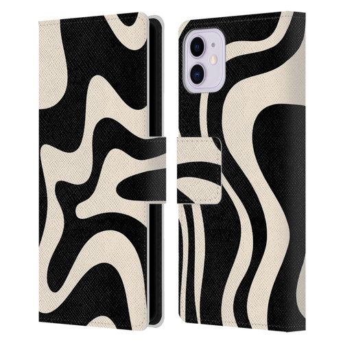 Kierkegaard Design Studio Retro Abstract Patterns Black Almond Cream Swirl Leather Book Wallet Case Cover For Apple iPhone 11